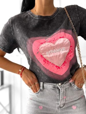 T-shirt HEART grafit